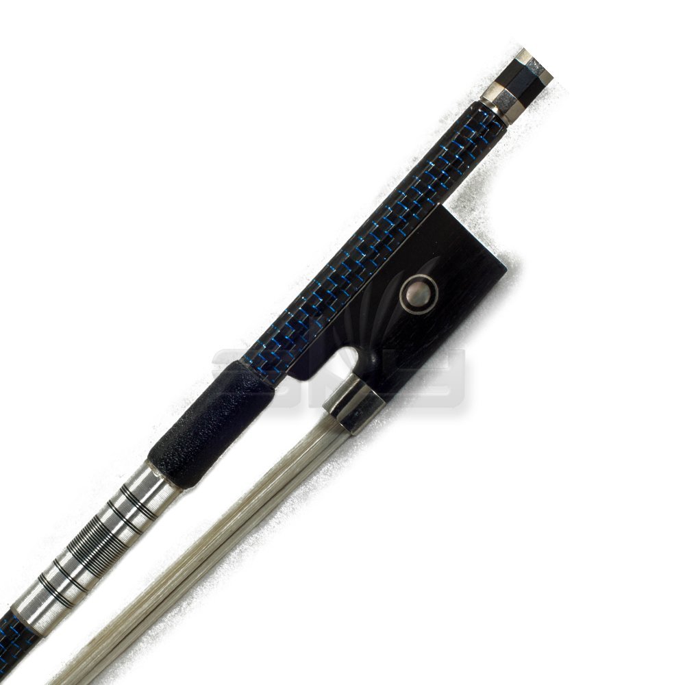 SKY 4/4 Violin Bow Satin Carbon Fiber Round Stick Blue Silver Inlaid Patterne... - $48.99
