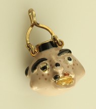 Vintage Sterling Silver Creepy Head Face Mask Enamel fob pendant - £99.22 GBP