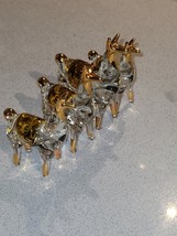 Peruvian Llama Clear Glass Gilded Figurines brown &amp;gold Tone - £30.80 GBP