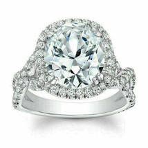 2.80Ct Oval Cut Diamond Halo Wedding Engagement Ring in 14k White Gold Finish. - £137.83 GBP