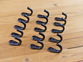 15 BLACK COAT HOOKS IRON CUP DOG LEASH HAT HOOK RESTORATION SMALL KITCHE... - $18.99
