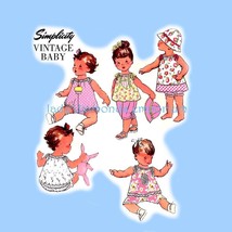 Vintage Baby Sewing Pattern Romper Dress Top Pants Panties Hat Bonnet size Newbo - £9.51 GBP