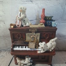 Piano w/ Dalmation Dogs Hinged Trinket Box Coin Bank w/ Locking Padlock 7&quot; Tall - £8.21 GBP