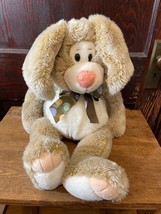 Gund Carlyle Medium Rabbit Bunny Plush 20in Polka Dot Ribbon Soft Brown Rabbit - £15.45 GBP