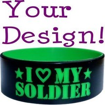 Custom One Inch 1" Silicone Wristband Your Color & Text - $9.89