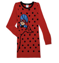 Miraculous Ladybug Red Sweater Dress Girls Soft 6/6x Cat Noir Superhero NWT - £10.99 GBP
