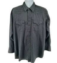 Panhandle Slim Cowboy Western Shirt Black Snap 17.5 34 XL Gray Silver Pinstripe - £23.56 GBP