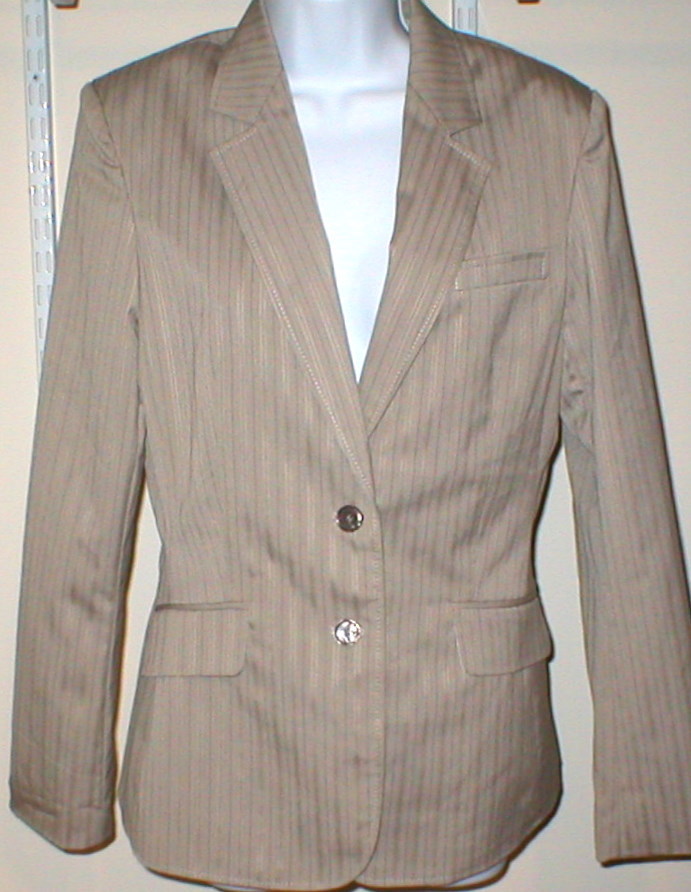 New Women's Limited Blazer Jacket 8 Tan Striped Office Work Light Dark Brown