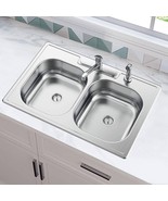 Glacier Bay Drop-in Kitchen Sink 33&quot; Stainless Steel 2-Bowl w/ Faucet  &amp;... - $203.12 CAD