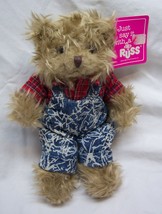 Vintage Russ Luv Pets Benjamin Jr. Bear In Overalls 8&quot; Plush Stuffed Animal Toy - £15.30 GBP