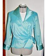 VINT. VERONIQUE YOUNG for W,WWW  COLLECTION JACKET/BLOUSE-TURQUOISE FABR... - $14.85