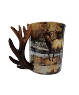 3D  Elk Scene Autumn Ceramic Coffee Mug Handle Microwave 15 Ounce - £16.94 GBP