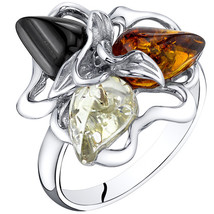 Sterling Silver Baltic Amber Star Leaf Ring - £67.21 GBP+