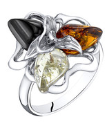 Sterling Silver Baltic Amber Star Leaf Ring - $117.09 CAD