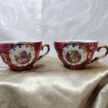 Limoges France Courting Couple 2 Demitasse Cups 1&quot;3/4 - £21.82 GBP