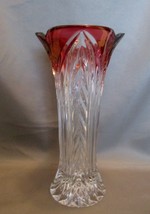 Lead Crystal Cranberry to Clear 7.5&quot; Tapered Bud Vase  - £11.76 GBP