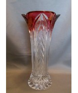 Lead Crystal Cranberry to Clear 7.5&quot; Tapered Bud Vase  - $281.97 MXN