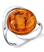 Sterling Silver Round Amber Swirl Ring - $117.09 CAD