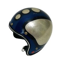 Vtg Nesco Comet Metalflake Motorcycle Helmet Open Face Racing Blue Silver Med - £74.50 GBP