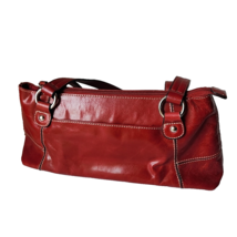 Giani Bernini Red Vintage Glazed Leather Shoulder Bag Purse Double Handles - $380.48 MXN