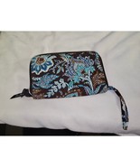 Vera Bradley Brown/Blue Wallet Zipper Wristlet Retired Print - £14.30 GBP