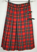 Vintage Sears Jr Bazaar Red Plaid Tartan Pleated Skirt 2-4 - £7.76 GBP