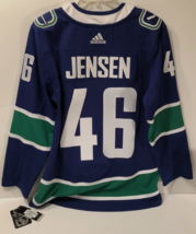 Nicklas Jensen #46 Vancouver Canucks Blue Fight Strap NHL Home Jersey 44 New - £108.75 GBP