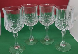 Cristal d&#39; Arques Durand Longchamp Wine 7.25&quot; Tall Glasses Goblet Lot Of 4 - $14.85
