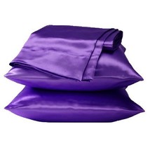 Dreamkingdom Standard Solid Silky Satin Pillow Cases - Purple ( Pack of 2 ) - £8.16 GBP