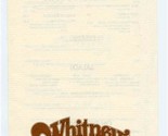 Whitney&#39;s Souvenir Menu Lackland &amp; I 270 St Louis Missouri 1984 - $11.88
