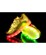 Unisex Fashion Children&#39;s LED 8 Light Shoes Upgraded Soft Gold Patent Le... - $164.57 CAD