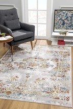 3&#39; X 5&#39; Gray And Beige Distressed Ornate Area Rug - $1,792.44 MXN