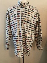 Chaps Ralph Lauren Vintage Long Sleeved Button Up Multi Colored Surfboards Large - £15.55 GBP