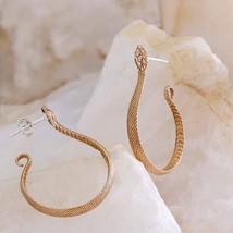 Bronze Textured Snake Hoop Earrings 35x25mm - £37.59 GBP