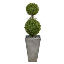 Nearly Natural T2492 4 ft. Double Boxwood Topiary Artificial Tree in Cement Plan - £192.75 GBP