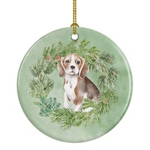 Beagle Puppy Christmas Wreath Ceramic Ornament Christmas Tree Hanging De... - $11.49