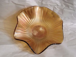 Carnival Glass - Fenton Rayed Marigold 9&quot; Ruffled Bowl - £17.74 GBP