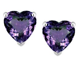 0.50 - 3.00 Ct 14K White Gold Heart June Alexandrite Screw Back Stud Earrings - £32.83 GBP