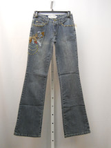 Milano Moda Juniors Jeans Stonewashed Boot Cut Red Flower Size 3-4 - £22.92 GBP