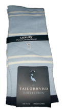 New Mens Tailorbyrd Luxury Pima Cotton Socks Light Blue White Stripes 10-13 - £13.44 GBP