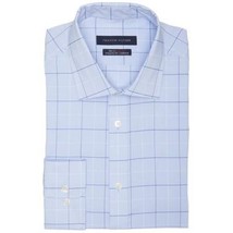 Tommy Hilfiger Men&#39;s Athletic Fit Stretch Windowpane Shirt River Blue-14... - £29.55 GBP