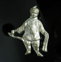 Unusual chinese brooch Oriental man asian figural pot metal rare estate ... - $75.00