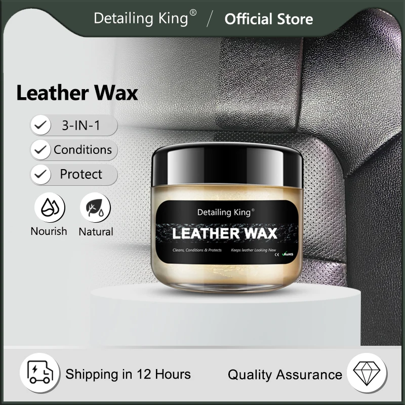 DetailingKing 50/100ML Pure Natural Car Leather Wax Powerful Nourish Lasting - £11.88 GBP+