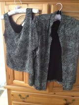 Womens 2 Piece Set Glittery Silver &amp; Black Jacket &amp; Tank Top Size Medium... - £39.73 GBP