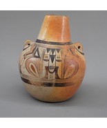 Primitive Early Hopi-Tewa Native American Polychrome Canteen Jug Vase Ve... - $1,389.59