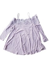 Meadow Rue Top Womens Small Light Purple Cold Shoulder Knit Floral Half Sleeve - £16.09 GBP