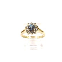 14k Yellow Gold Women&#39;s Flower Shape Ring With London Blue Topaz Birthstone - £157.39 GBP