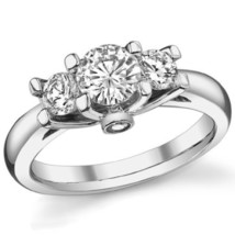 2.56CT Round Forever One Charles &amp; Colvard Three Stone Moissanite Ring 14K WG - £1,317.37 GBP