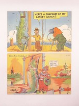 Vintage Fishing Comic Curt Teich Postcards Posted C710 F624 Fishermen Tales - £9.90 GBP