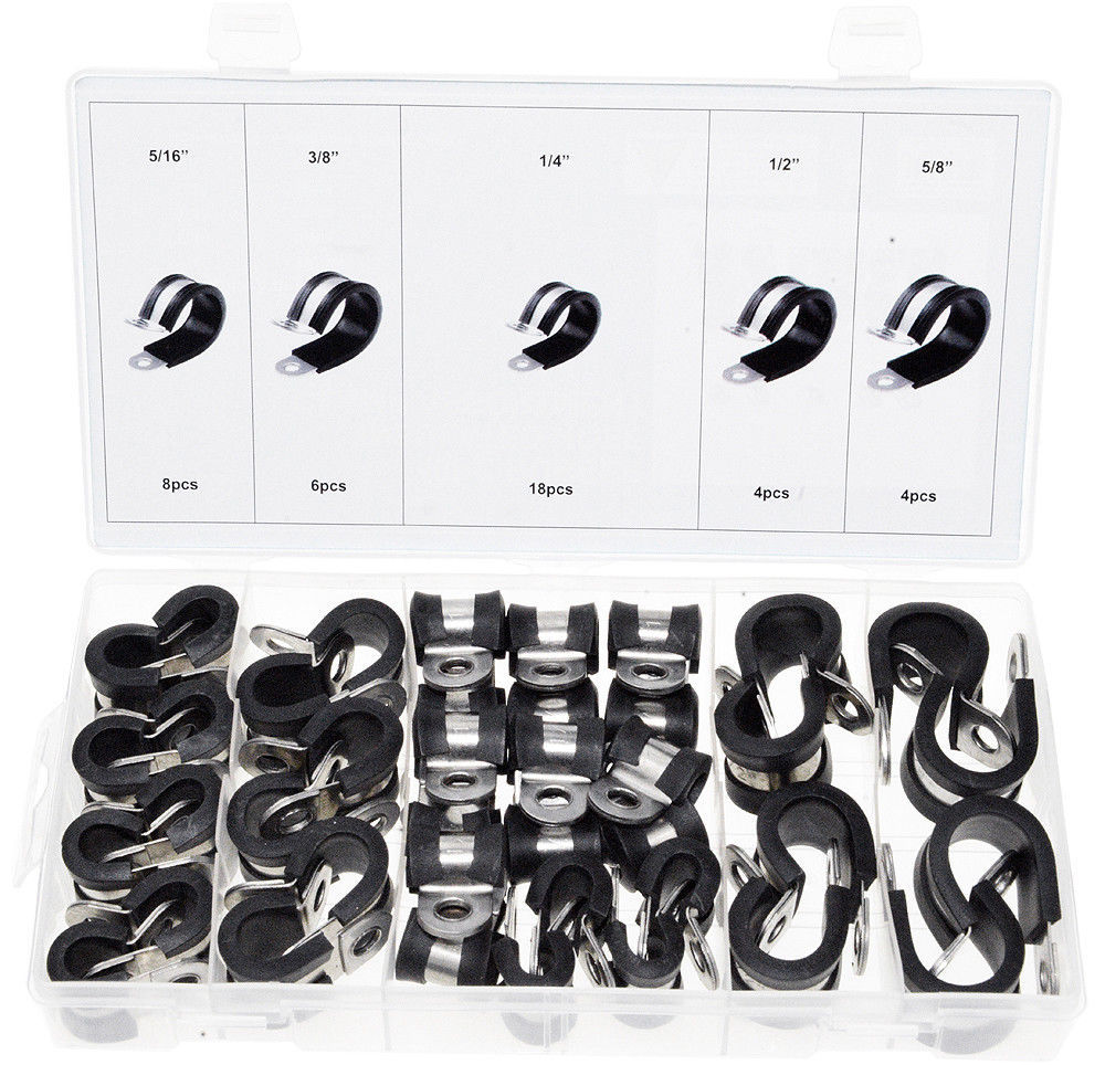 Swordfish 32490 - 40pcs Rubber Insulated Stainless Steel Hose Clamp Assortment - $23.39